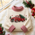 Vintage Red Christmas Truck Gingham HFN Gen Embroidered Shirt
