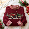 Christmas Tractor Gingham HFN Gen Embroidered Shirt