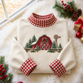 Christmas Farmhouse Gingham HFN Gen Embroidered Shirt