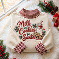Milk And Cookies For Santa Gingham HFN Gen Embroidered Shirt