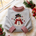 Snowman With A Scarf Christmas Gingham HFN Gen Embroidered Shirt