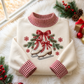 Ice Skating Christmas Gingham HFN Gen Embroidered Shirt