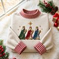 Three Wise Men Christmas Gingham HFN Gen Embroidered Shirt