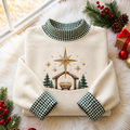 Bethlehem Star Christmas Gingham HFN Gen Embroidered Shirt