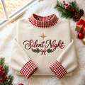 Silent Night Christmas Gingham HFN Gen Embroidered Shirt