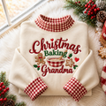 Baking Grandma Christmas Gingham HFN Gen Embroidered Shirt