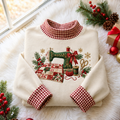 Quilting And Sewing Christmas Gingham HFN Gen Embroidered Shirt