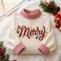 Retro Lights Christmas Gingham HFN Gen Embroidered Shirt, Cotton Festive Wear