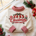 Vintage Candy Shop Christmas Gingham HFN Gen Embroidered Shirt, Cotton Sweet Holiday Gift