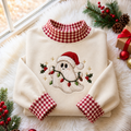 Ghost Christmas Gingham HFN Gen Embroidered Shirt, Cotton Spooky Winter Wear