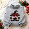 Witch Christmas Gingham HFN Gen Embroidered Shirt, Cotton Magical Winter Wear