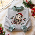 Possum Christmas Gingham HFN Gen Embroidered Shirt, Cotton Funny Festive Outfit