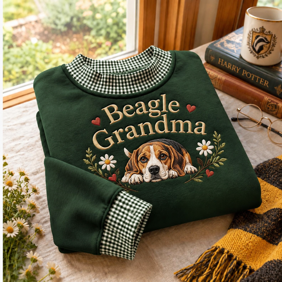 Beagle Grandma Gingham Sweatshirt Ln, Pet Lover Gift Apparel