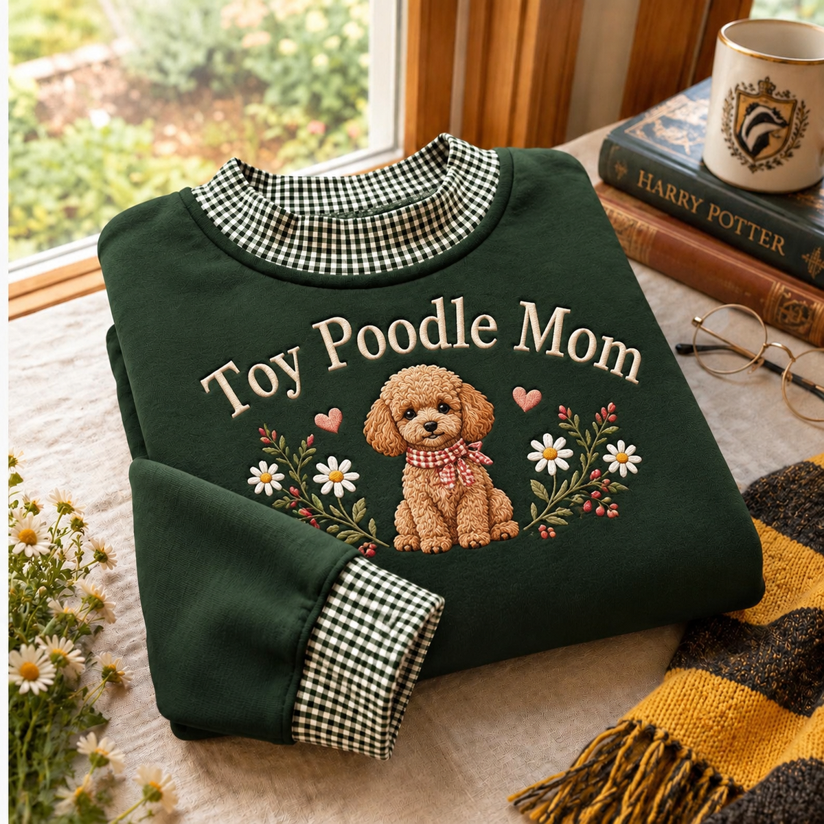Toy Poodle Mom Gingham Sweatshirt Ln, Pet Lover Gift Apparel