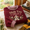 Shih Tzu Mom Gingham Sweatshirt Ln, Canine Lover Gift Apparel