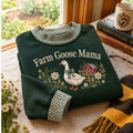 Farm Goose Mama Gingham Sweatshirt Ln, Cotton Casual Wear Gift