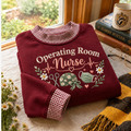 Gingham Sweatshirt LN, Operating Room Nurse , Cotton Blend For Surgical Team Apparel