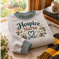 Gingham Sweatshirt LN, Hospice Nurse , Cotton Blend For Compassionate Care Professionals