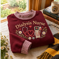 Gingham Sweatshirt LN, Dialysis Nurse , Cotton Blend For Kidney Care Clinic Staff