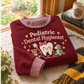 Gingham Sweatshirt LN, Pediatric Dental Hygienist , Cotton Blend For Children's Clinic Wear