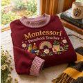 Montessori Preschool Teacher Gingham Sweatshirt LN, Soft Cotton Blend Pullover for Early Learning Educators