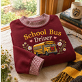 School Bus Driver Gingham Sweatshirt LN, Soft Cotton Blend Pullover for Transportation Staff Appreciation Gifts