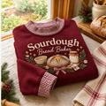 Sourdough Bread Baker Gingham Sweatshirt Ln, Cotton Casual Wear Gift