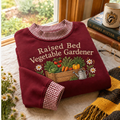 Raised Bed Vegetable Gardener Gingham Sweatshirt LN, Backyard Harvest Gift