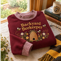 Backyard Beekeeper Gingham Sweatshirt LN, Honeybee Apiary Enthusiast Gift
