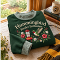 Hummingbird Feeder Enthusiast Gingham Sweatshirt LN, Birdwatching Nature Gift