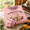 Vanilla Coffee Gingham Sweatshirt Ln, Iced Cafe Style