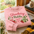 Strawberry Matcha Gingham Sweatshirt Ln, Iced Tea Style