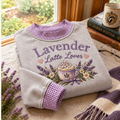 Lavender Latte Gingham Sweatshirt Ln, Floral Cafe Style