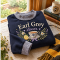 Earl Grey Gingham Sweatshirt Ln, Classic Tea Lover