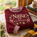 Gingham Sweatshirt LN Nana of Granddaughters, Cozy Cotton Blend Pullover for Proud Grandmothers