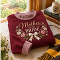 Gingham Sweatshirt LN Mother of the Bride, Soft Cotton Blend Pullover for Wedding Day and Bridal Shower