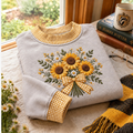 Sunflower Bouquet Gingham Sweatshirt Ln, Rustic Floral Garden Gift