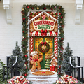 Gingerbread Bakery Christmas Holiday LN Door Cover, Fabric Front Porch Hanging