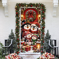 Christmas Penguin Family Holiday LN LN Door Cover, Winter Fabric Porch Hanging