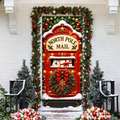 Christmas North Pole Mailbox Holiday LN LN Door Cover, Festive Fabric Porch Hanging