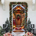 Christmas Cozy Cabin Holiday LN Door Cover, Rustic Woodland Fabric Entryway Decor