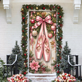 Christmas Ballet Slippers Holiday LN Door Cover, Elegant Dance Studio Fabric Decor