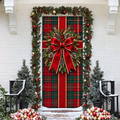 Christmas Tartan Plaid Holiday LN Door Cover, Traditional Scottish Fabric Entryway Decor