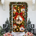 Christmas Disco Ball LN Door Cover, Retro Sparkling Glitter Fabric Holiday Party Entrance Decoration