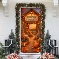 Halloween Pumpkin Patch LN Door Cover, Rustic Autumn Harvest Farm Fabric Spooky Entrance Decoration