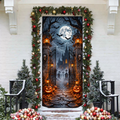 Halloween Graveyard Gate Holiday LN Door Cover, Creepy Cemetery Entryway Decoration