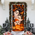 Halloween Ghost Pumpkin Holiday LN Door Cover, Cute Spooky Autumn Entryway Cover