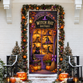 Halloween Witch Hat Boutique Holiday LN Door Cover, Magical Gothic Shop Entryway Cover