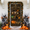 Halloween Vintage Apothecary Holiday LN Door Cover, Mystical Pharmacy Entryway Cover