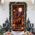 Halloween Mushroom Witch Holiday LN Door Cover, Enchanted Forest Cottage Entryway Cover